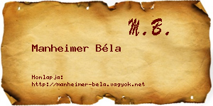 Manheimer Béla névjegykártya